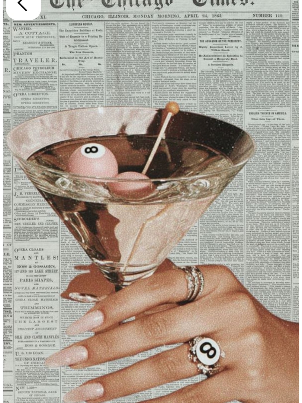 Lexi Art Print Martini Glass Hand Pink Neutral Tones